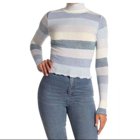 NWT Love Fire Striped Mockneck Top - Picture 1 of 9